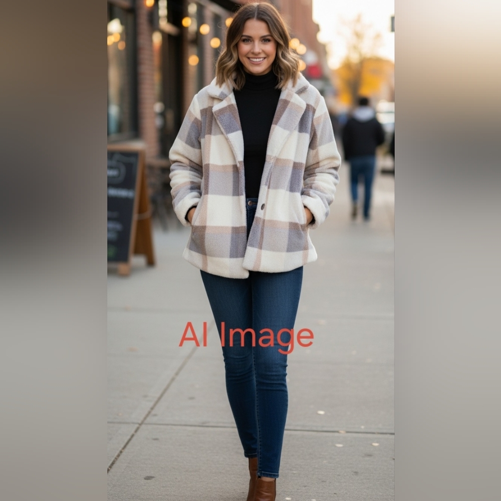 Katydid Brown and Grey Plaid Shacket